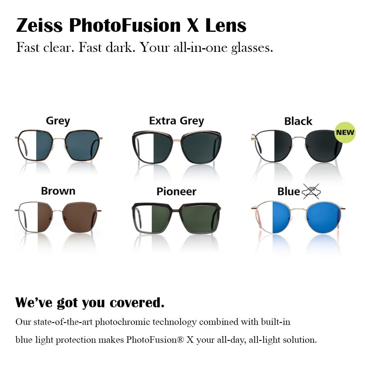  Tròng kính ZEISS ClearView BlueGuard PhotoFusion X - DuraVision Platinum Đổi màu Lọc ánh sáng xanh Chống UV phản quang chính hãng (ĐẶT ĐÁNH) 