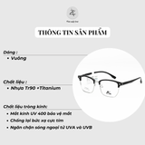 Gọng kính nửa khung TIM 2016 dáng vuông titanium chính hãng fullbox 