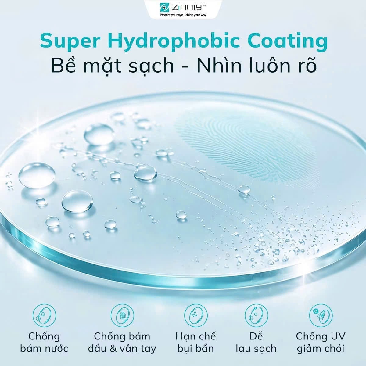  Tròng kính Zinmy Chống ánh sáng xanh Mỏng 1.67 AS UV400 Blue Control chính hãng 