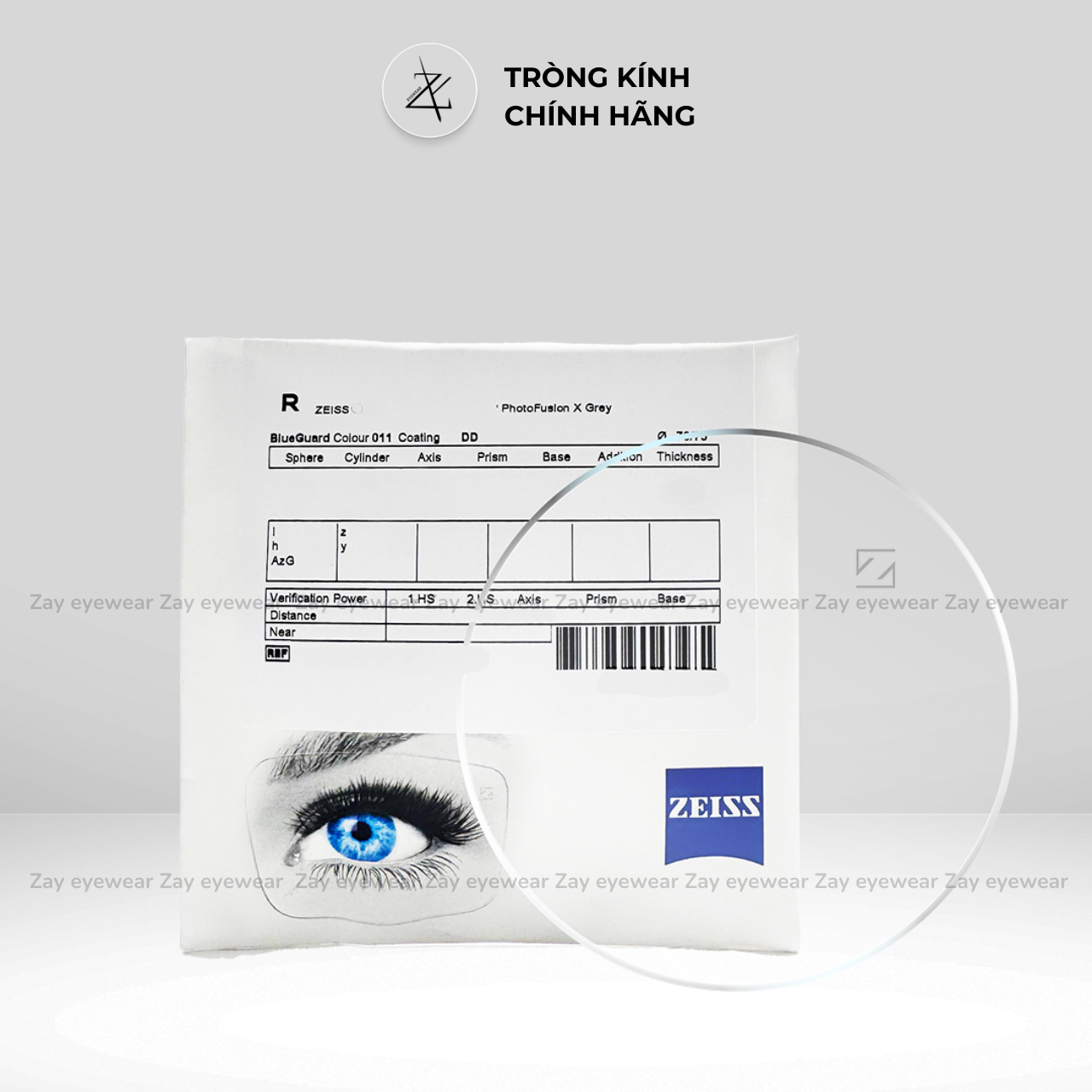  Tròng kính Đổi màu khói đen Lọc ánh sáng xanh Zeiss PhotoFusion X Extra Grey Chính Hãng (Sẵn) 