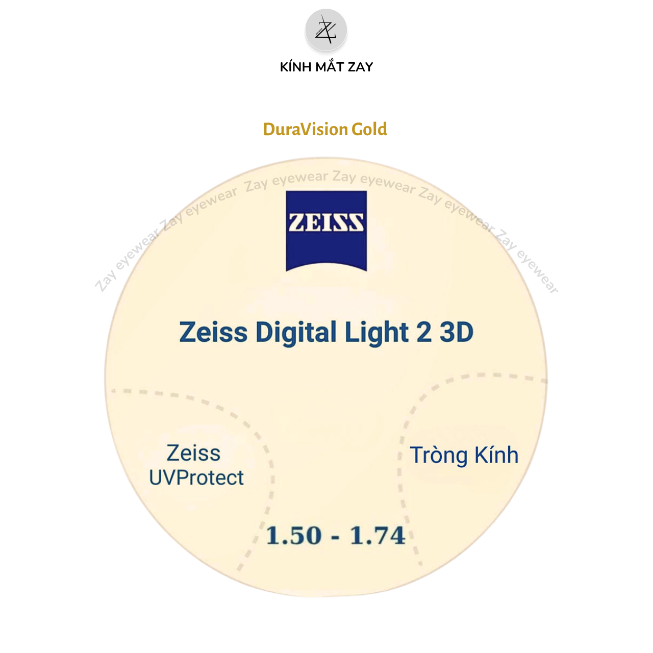  Đa tròng ZEISS Digital Light 2 3D - UVProtect chống UV phản quang cao cấp chính hãng (ĐẶT ĐÁNH) 
