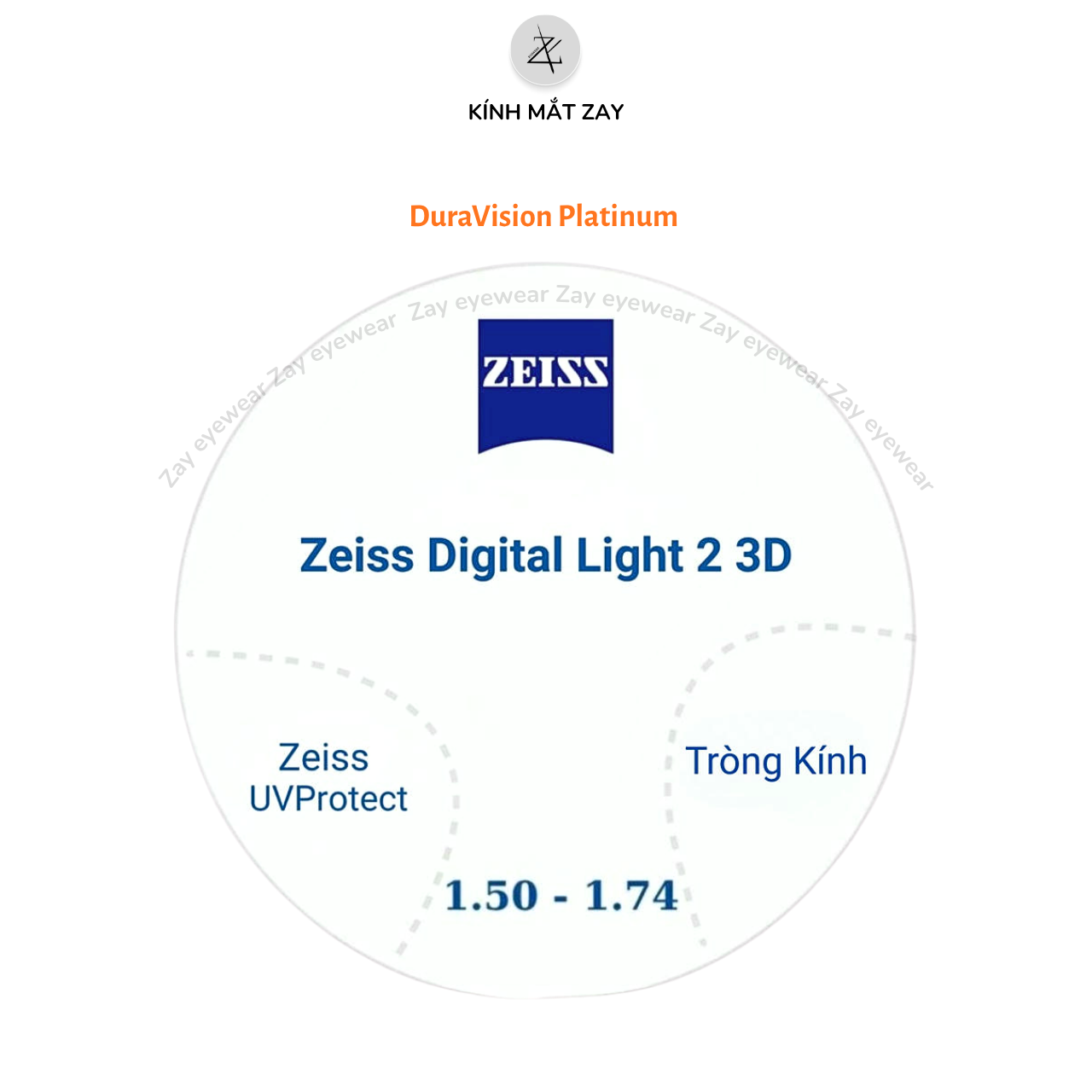  Đa tròng ZEISS Digital Light 2 3D - UVProtect chống UV phản quang cao cấp chính hãng (ĐẶT ĐÁNH) 