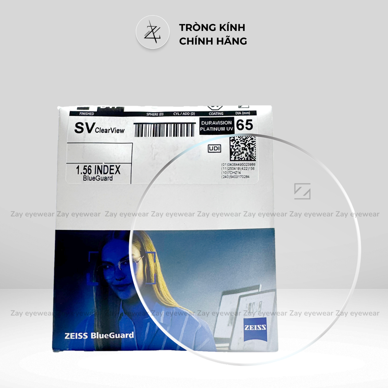  Tròng Kính ZEISS ClearView BlueGuard – DuraVision Platinum UV Lọc ánh sáng xanh Chống phản quang chính hãng (SẴN) 