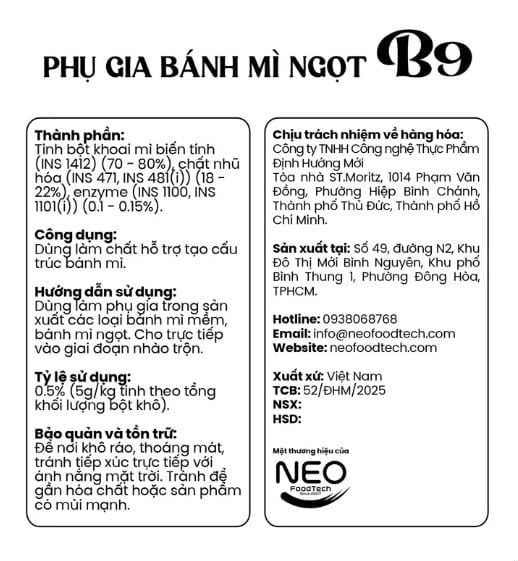 Phụ Gia Bánh Mì Ngọt B9