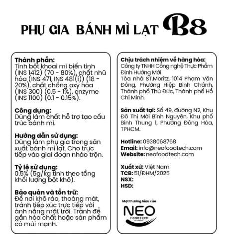 Phụ Gia Bánh Mì Lạt B8