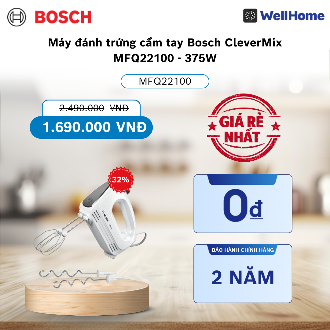  Máy đánh trứng Bosch MFQ22100 - 375 W 