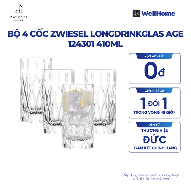  BỘ 4 CỐC ZWIESEL LONGDRINKGLAS AGE 124301 410ML 
