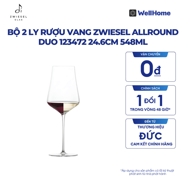  BỘ 2 LY RƯỢU VANG ZWIESEL ALLROUND DUO 123472 24.6CM 548ML 