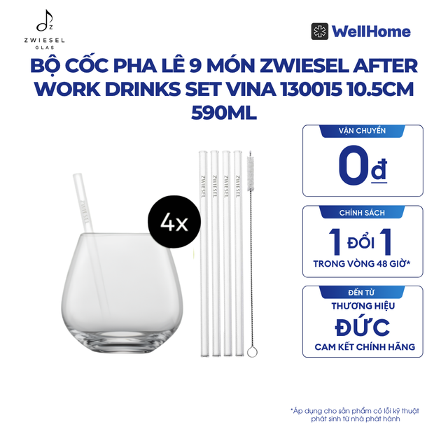  BỘ CỐC PHA LÊ 9 MÓN ZWIESEL AFTER WORK DRINKS SET VINA 130015 10.5CM 590ML 