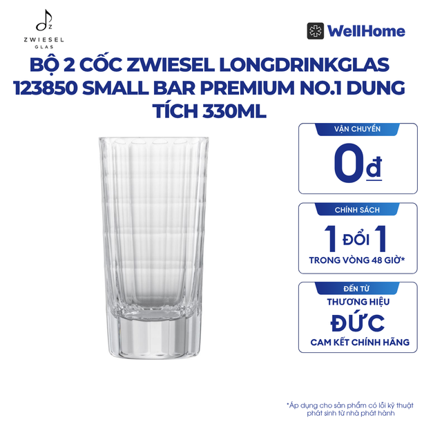  BỘ 2 CỐC ZWIESEL LONGDRINKGLAS 123850 SMALL BAR PREMIUM NO.1 DUNG TÍCH 330ML 