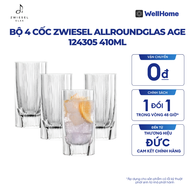  BỘ 4 CỐC ZWIESEL ALLROUNDGLAS AGE 124305 410ML 