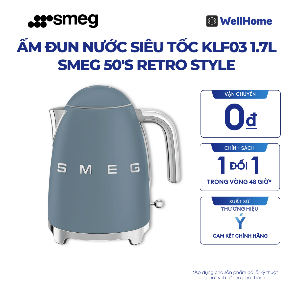  ẤM ĐUN NƯỚC SIÊU TỐC KLF03 1.7L SMEG 50'S RETRO STYLE 