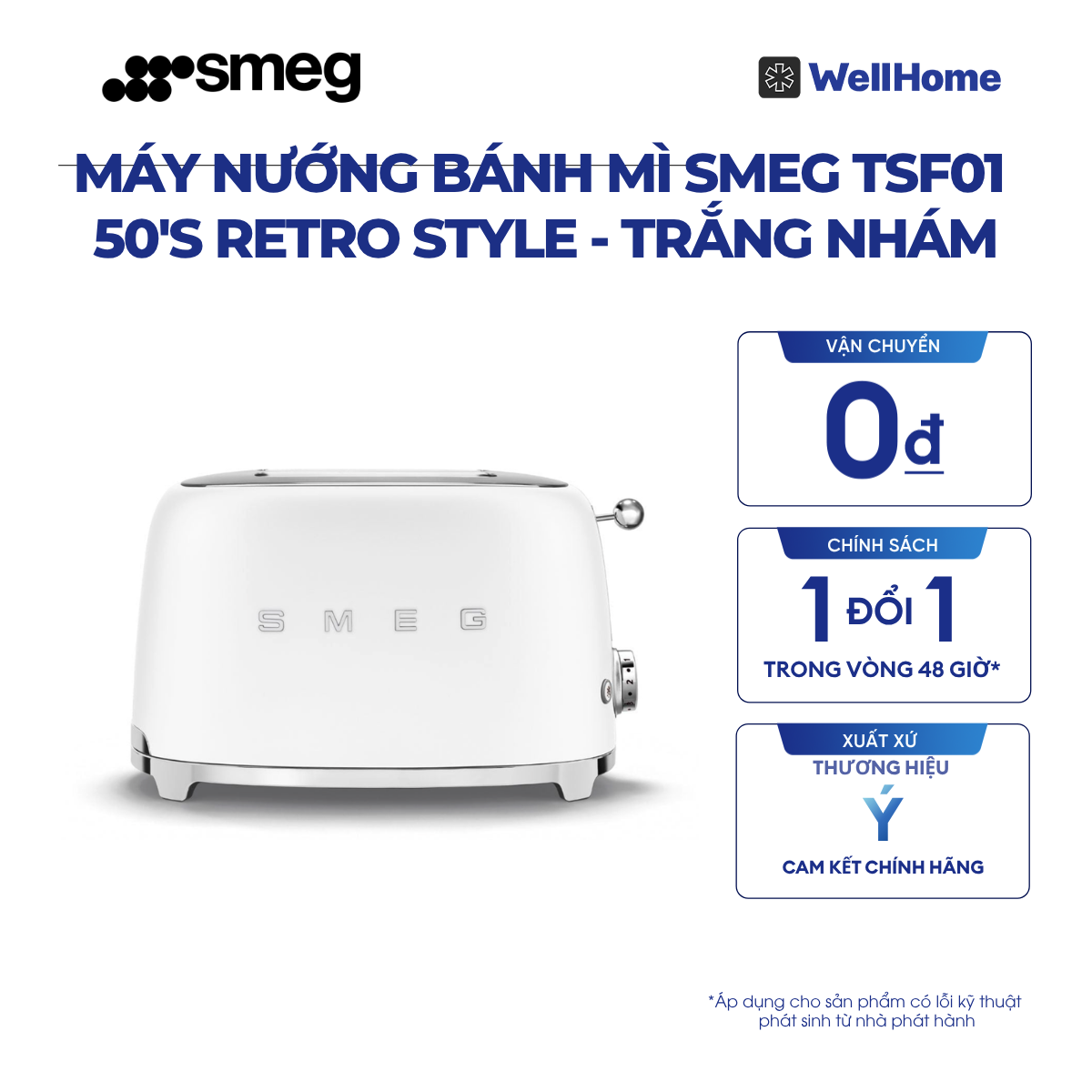  MÁY NƯỚNG BÁNH MÌ SMEG TSF01 50'S RETRO STYLE 