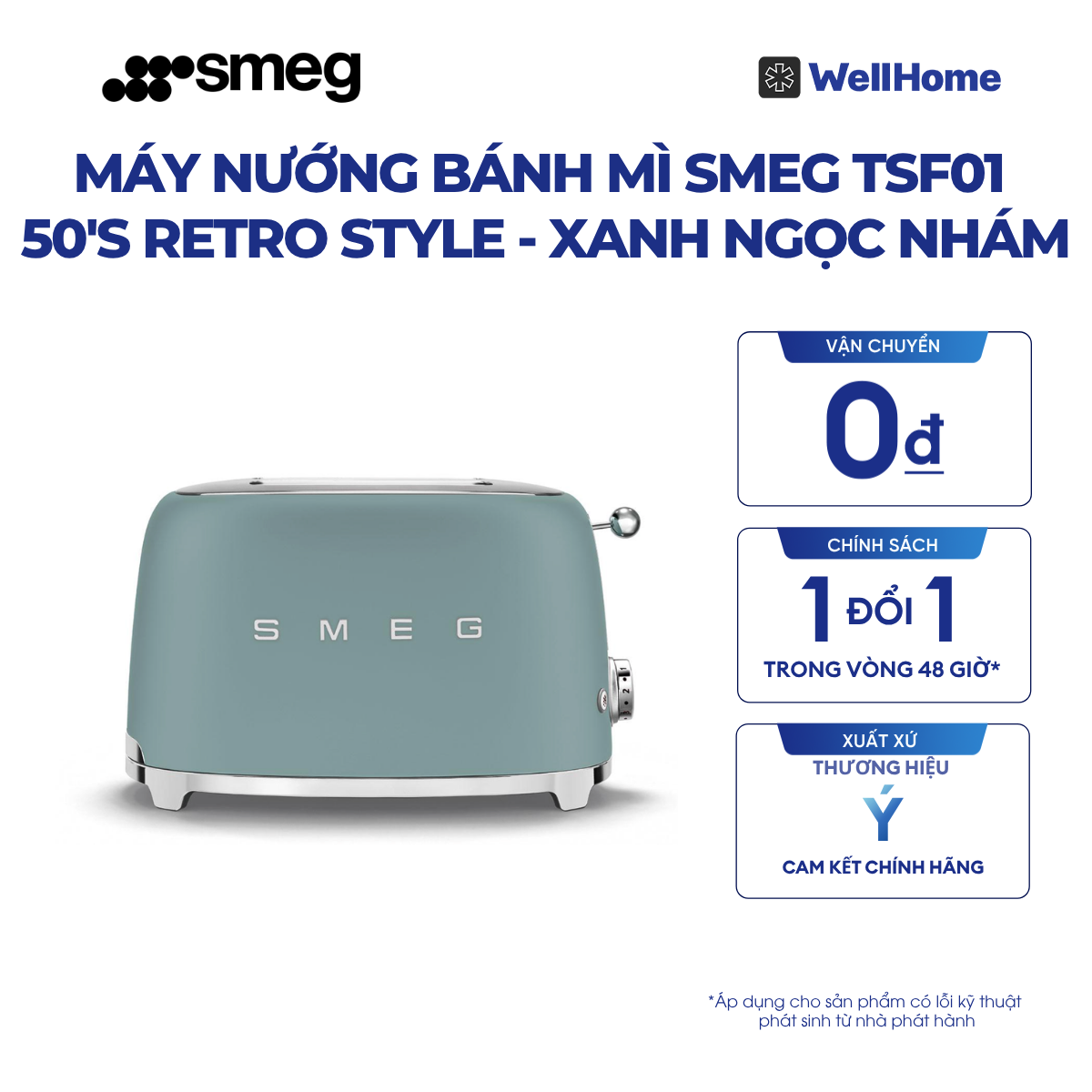  MÁY NƯỚNG BÁNH MÌ SMEG TSF01 50'S RETRO STYLE 