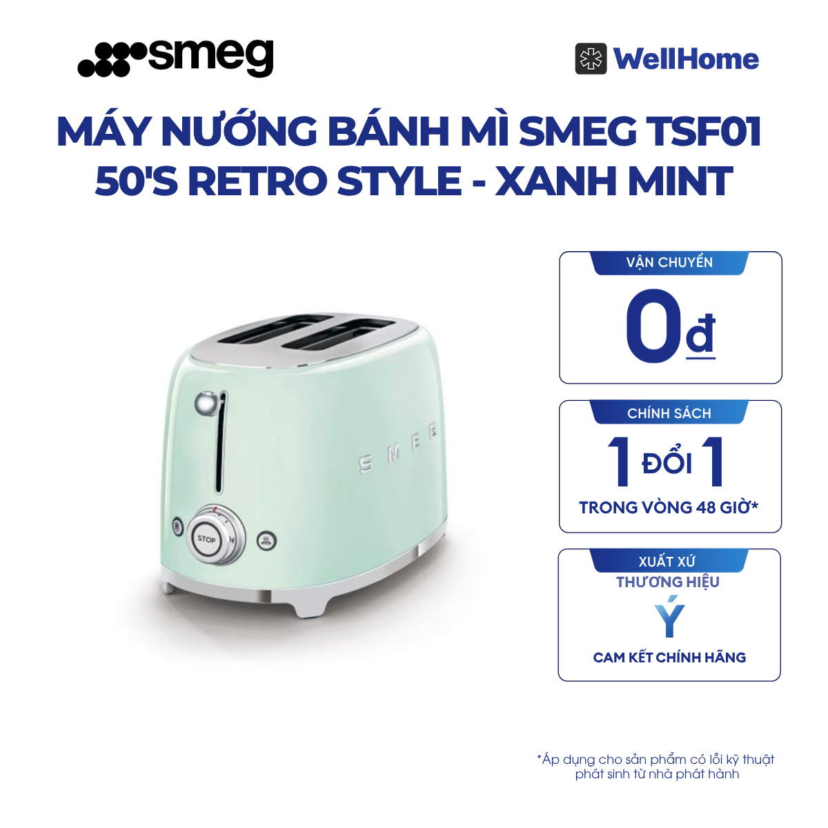  MÁY NƯỚNG BÁNH MÌ SMEG TSF01 50'S RETRO STYLE 