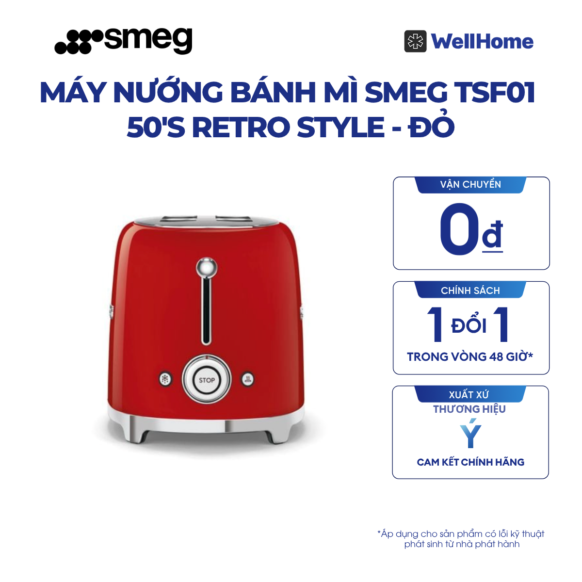  MÁY NƯỚNG BÁNH MÌ SMEG TSF01 50'S RETRO STYLE 