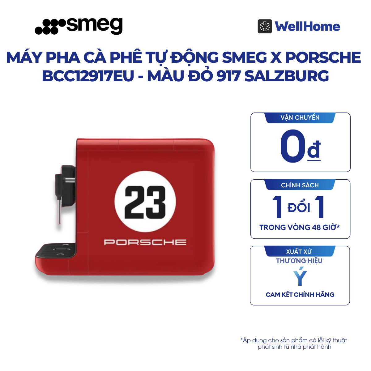  MÁY PHA CÀ PHÊ TỰ ĐỘNG SMEG X PORSCHE BCC12917EU - MÀU ĐỎ 917 SALZBURG 