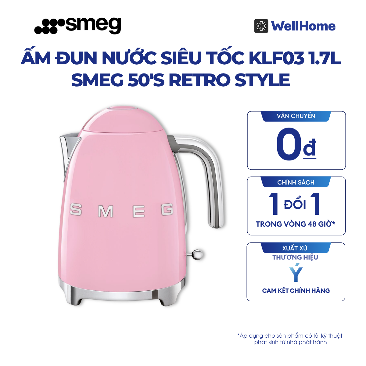  ẤM ĐUN NƯỚC SIÊU TỐC KLF03 1.7L SMEG 50'S RETRO STYLE 