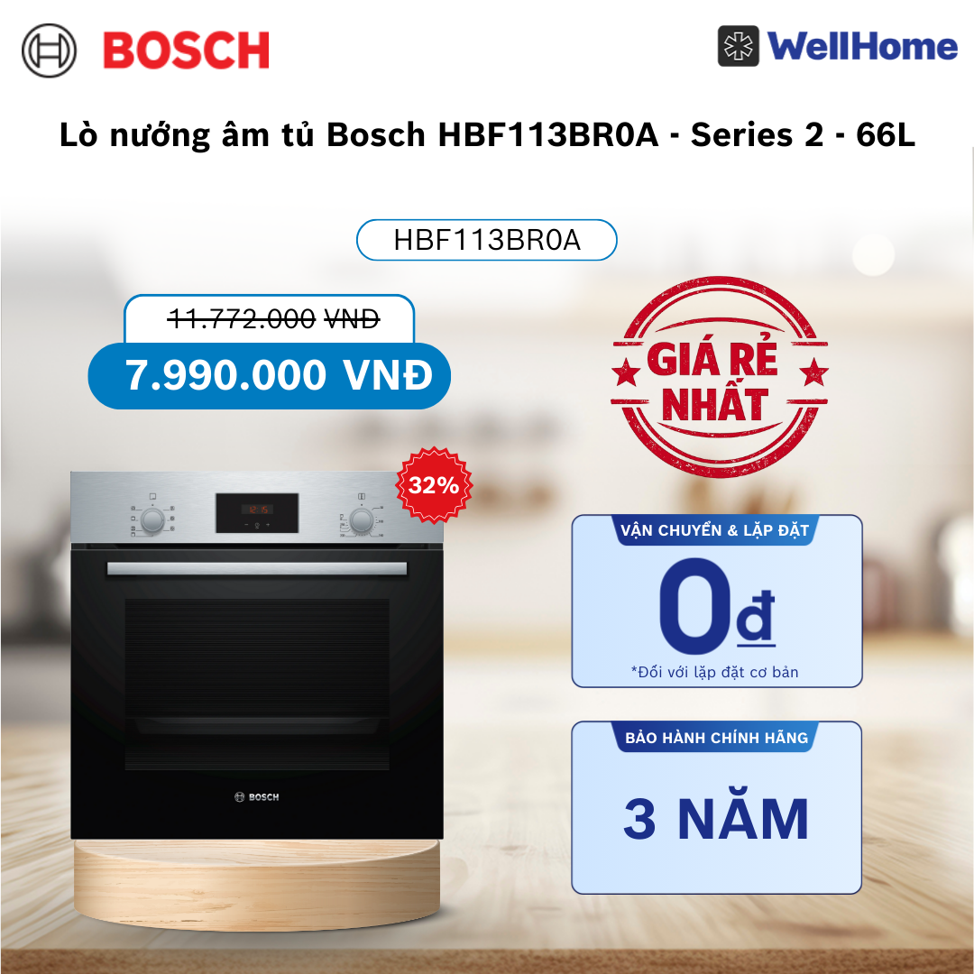 Lò nướng âm tủ Bosch HBF113BR0A - Series 2 - 66L 