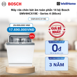  Máy rửa chén bát âm toàn phần 14 bộ Bosch SMV4HCX19E - Series 4 (60cm) 