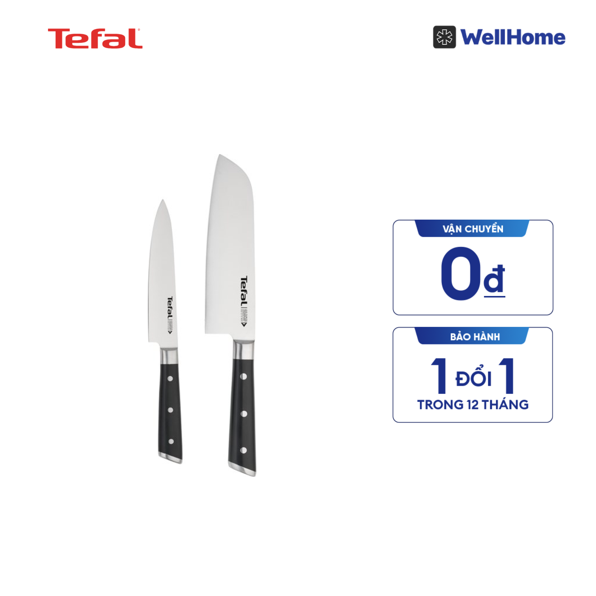  Bộ dao thép Đức 2 món liền khối Ice Force Tefal K232S224, 13cm/16.5cm 