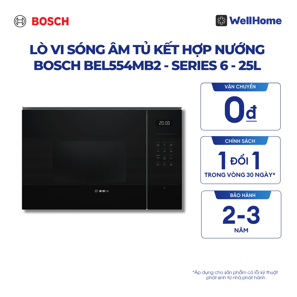  LÒ VI SÓNG ÂM TỦ KẾT HỢP NƯỚNG BOSCH BEL554MB2 - SERIES 6 - 25L 