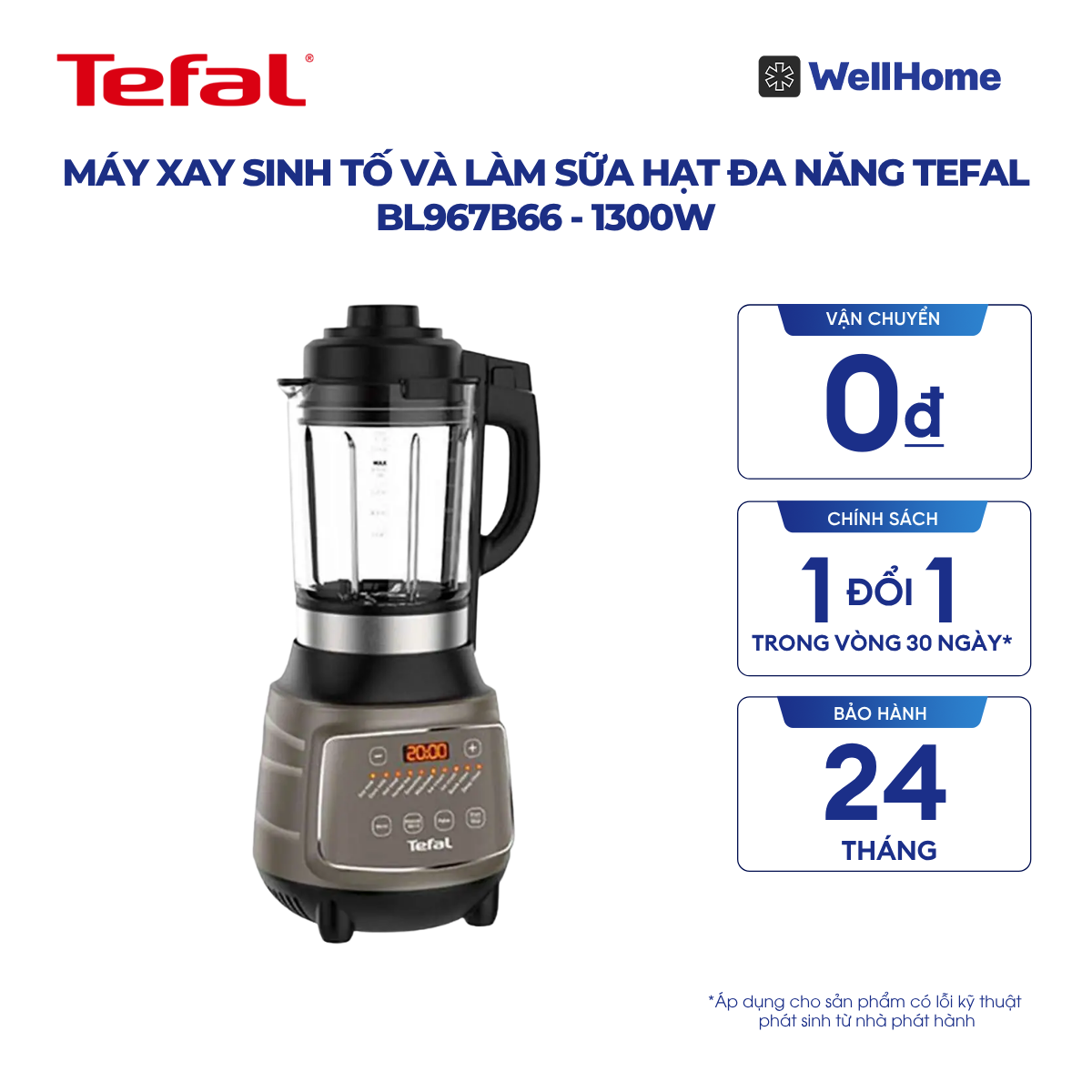  Máy xay sinh tố và làm sữa hạt đa năng Tefal BL967B66 - 1300W 