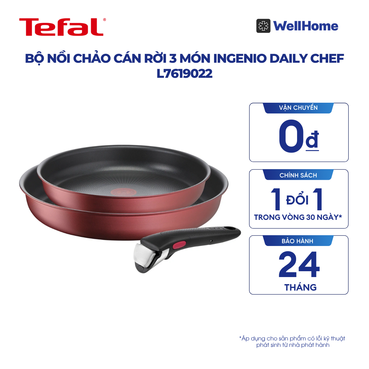  Bộ nồi chảo cán rời 3 món Ingenio Daily Chef L7619022 