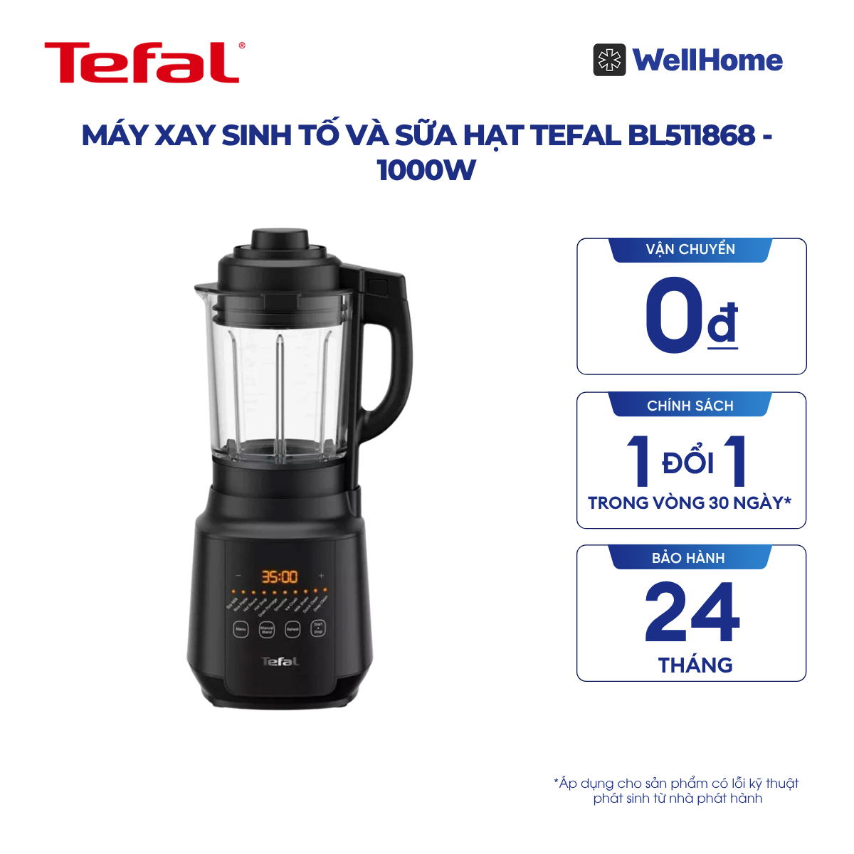  Máy xay sinh tố và sữa hạt Tefal BL511868 - 1000W 