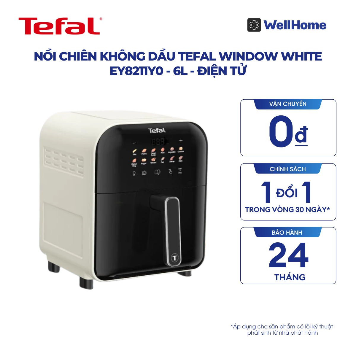  Nồi chiên không dầu Tefal Window white EY8211Y0 - 6L - Điện tử 