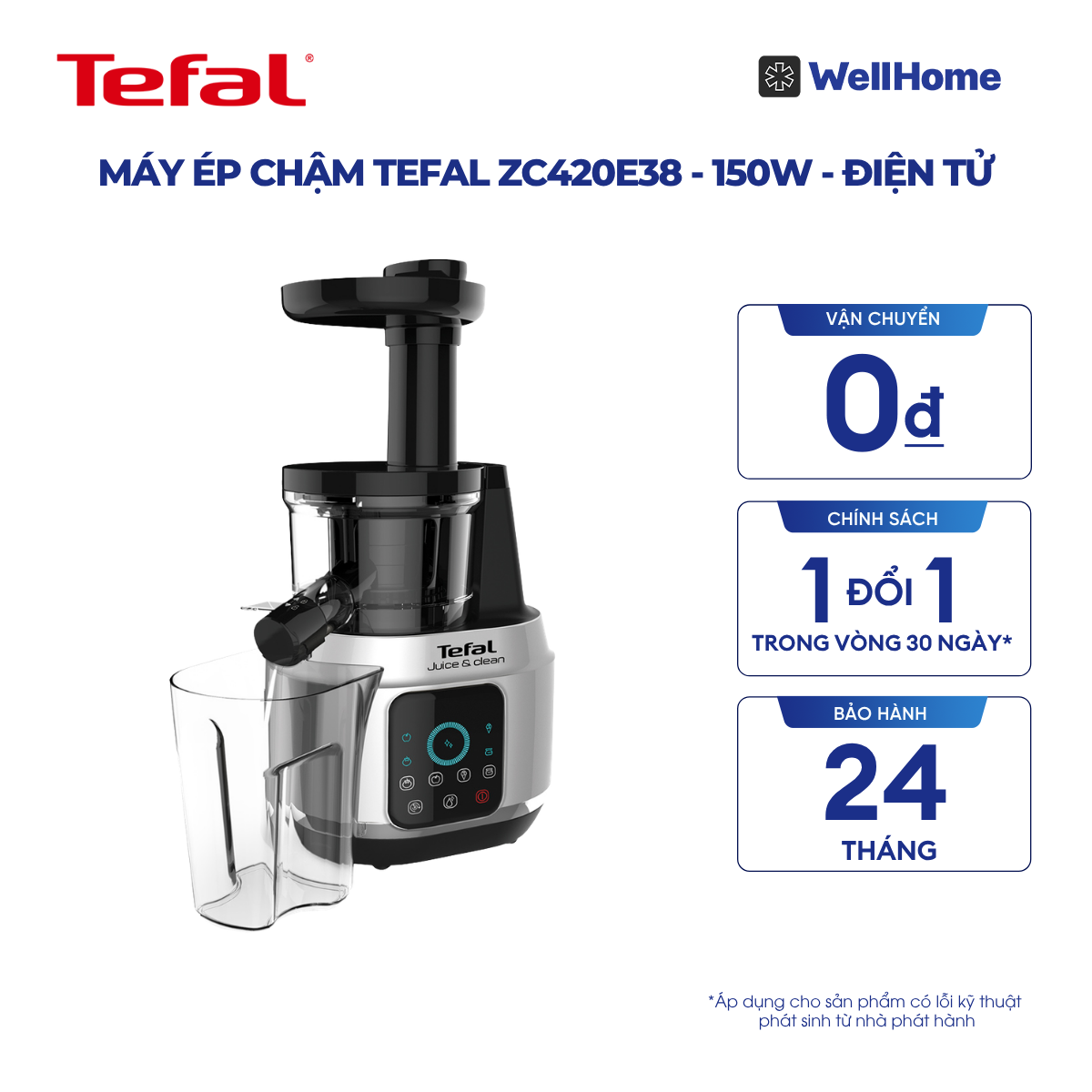  Máy ép chậm Tefal ZC420E38 - 150W - Điện tử 