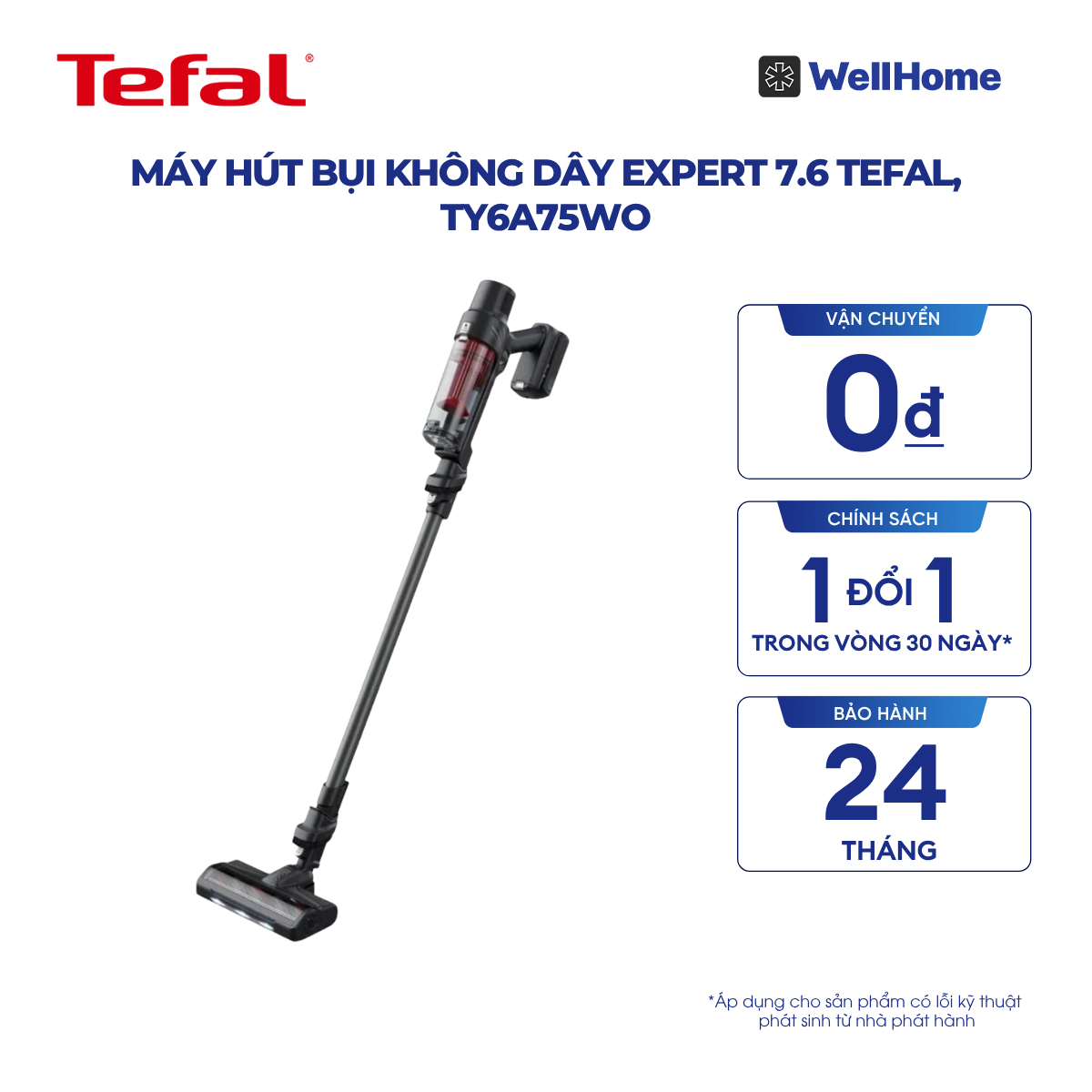  Máy hút bụi không dây Expert 7.6 Tefal, TY6A75WO 