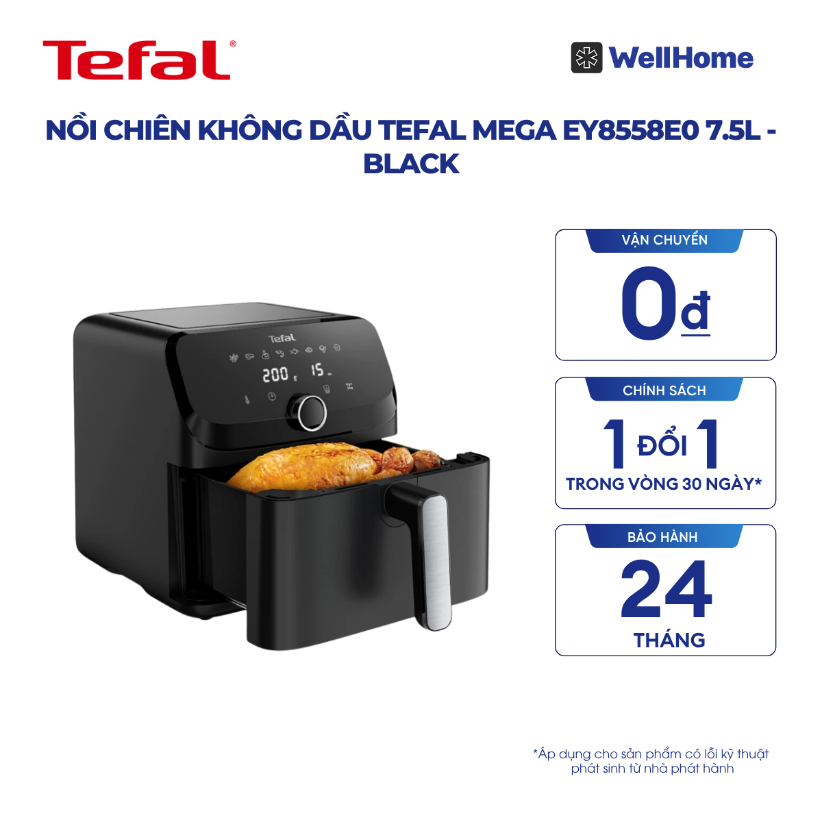  Nồi chiên không dầu Tefal Mega EY8558E0 7.5L - Black 