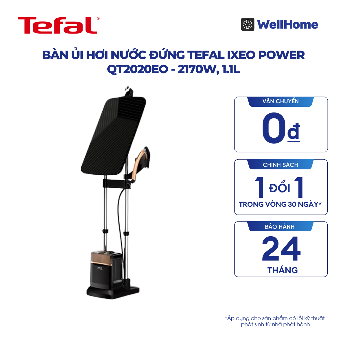  Bàn ủi hơi nước đứng Tefal IXEO Power QT2020EO - 2170W, 1.1L 