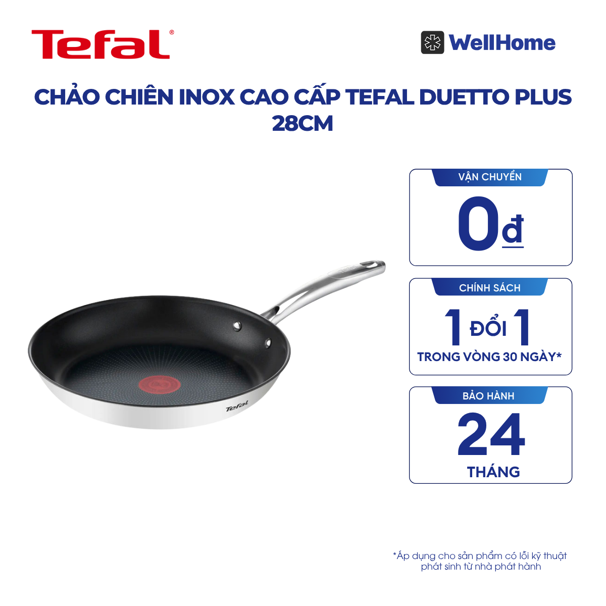  Chảo chiên Inox cao cấp Tefal Duetto Plus 28cm 