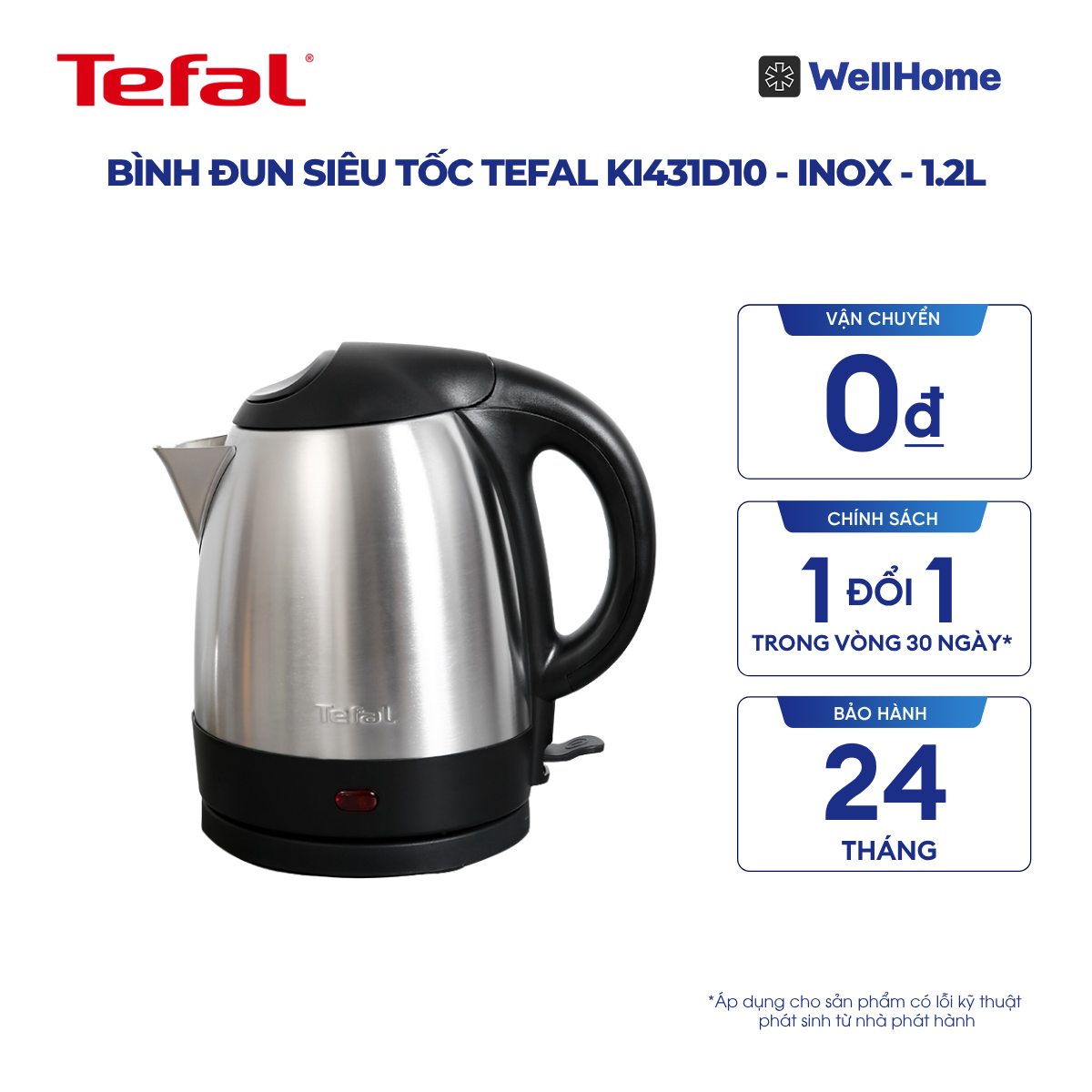  Bình đun siêu tốc Tefal KI431D10 - inox - 1.2L 