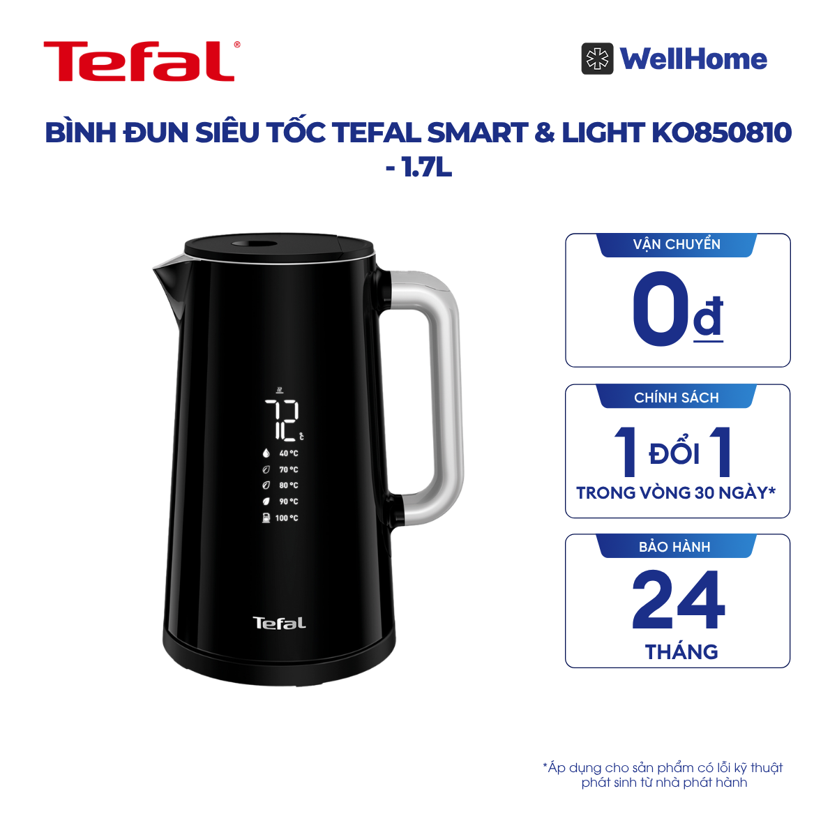  Bình đun siêu tốc Tefal Smart & Light KO850810 - 1.7L 