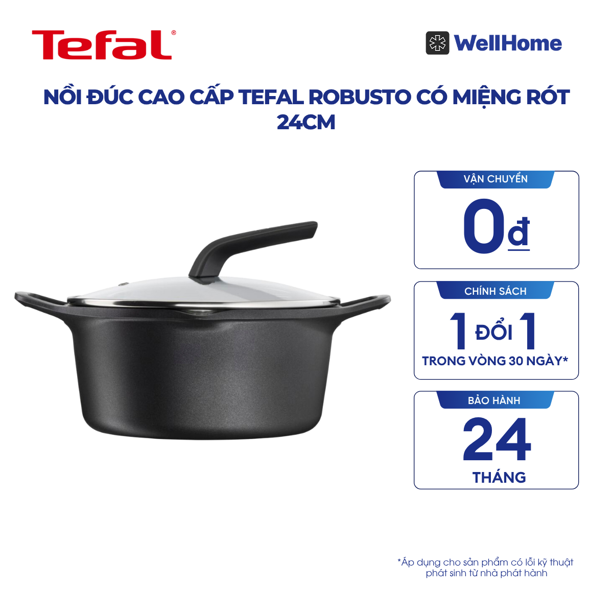  Nồi đúc cao cấp Tefal Robusto có miệng rót 24cm 