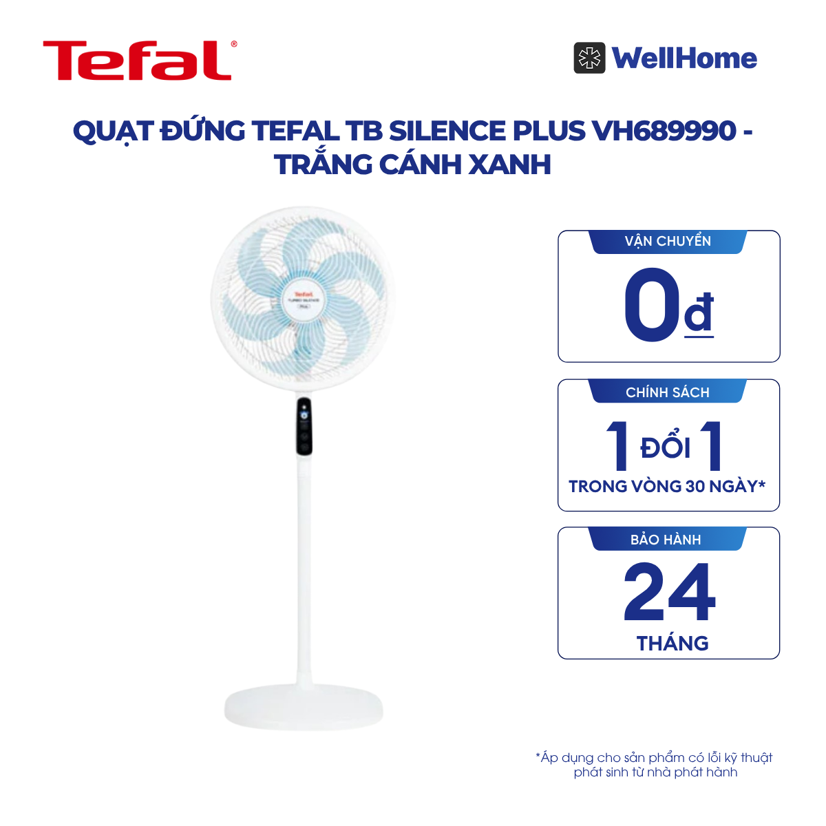  Quạt đứng TEFAL TB Silence Plus VH689990 - Trắng Cánh Xanh 