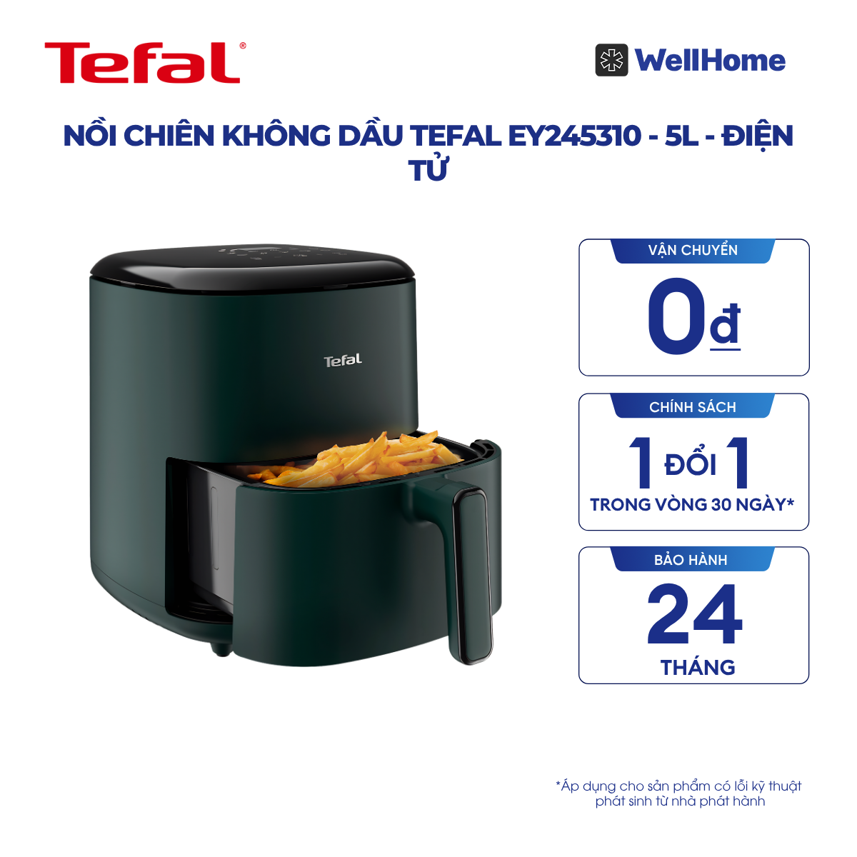  Nồi chiên không dầu Tefal EY245310 - 5L - Điện tử 