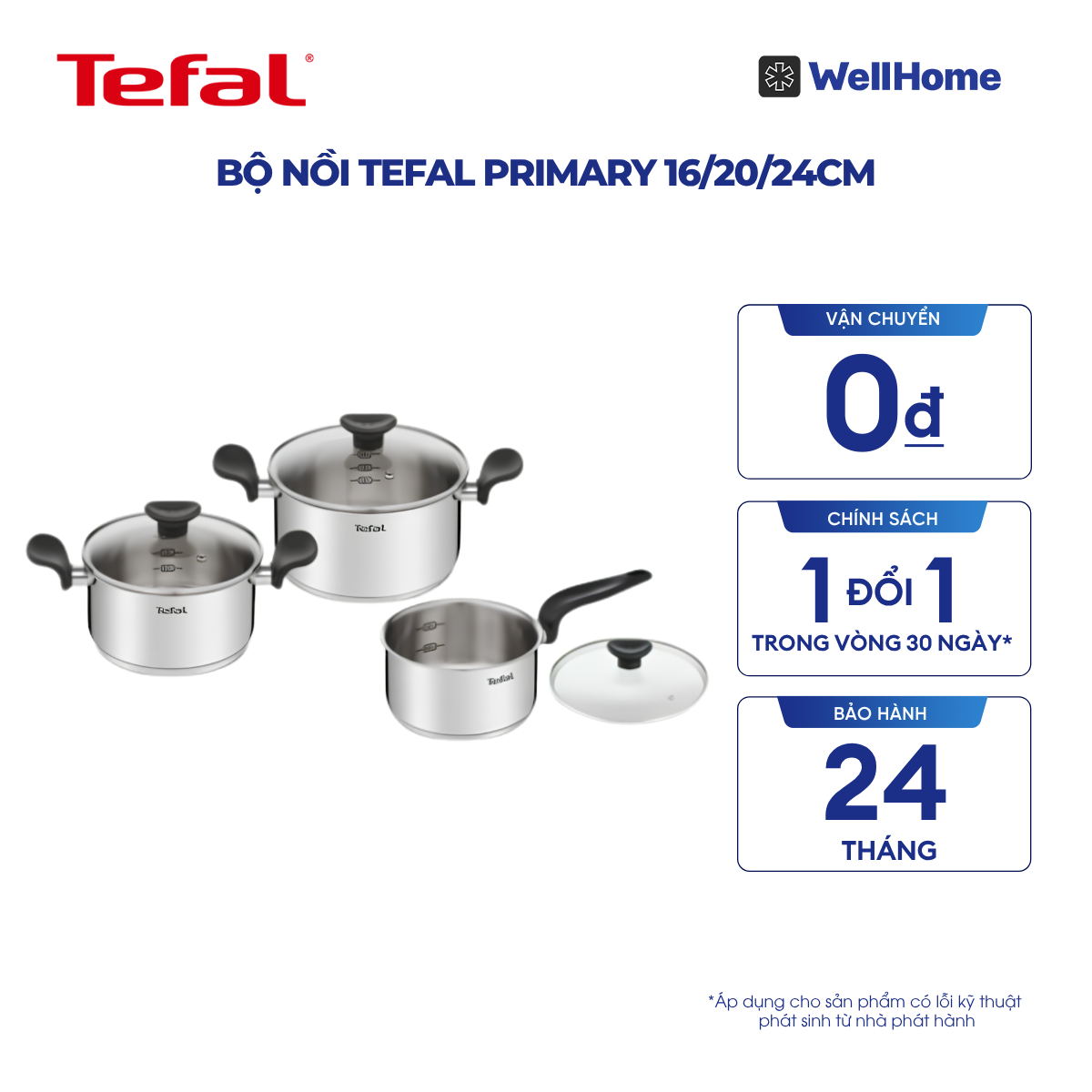  Bộ nồi Tefal Primary 16/20/24cm 