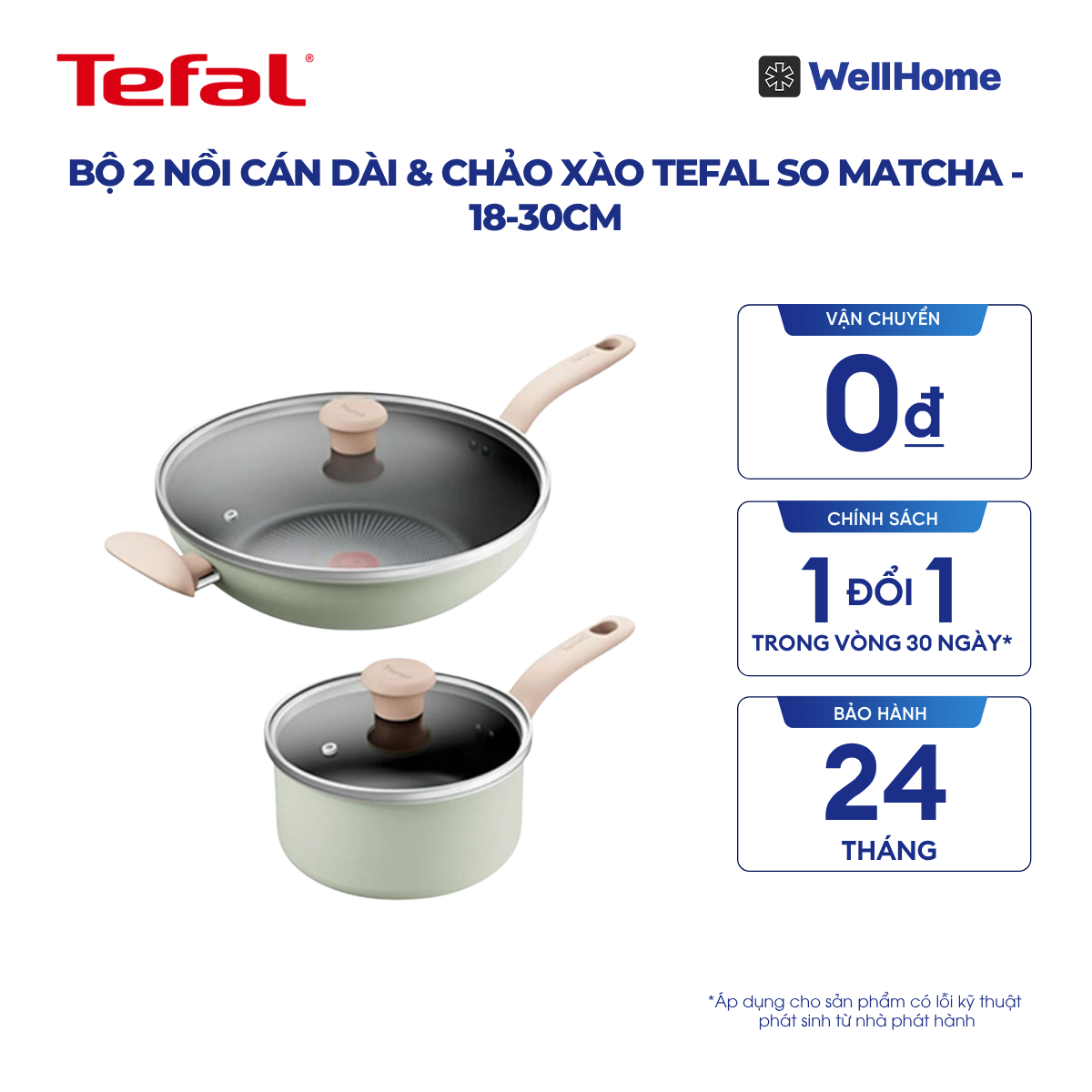  Bộ 2 nồi cán dài & chảo xào Tefal So Matcha - 18-30cm 