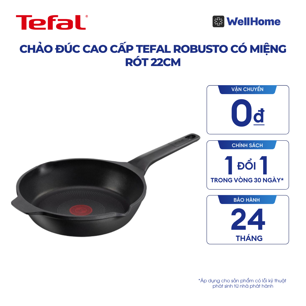  Chảo đúc cao cấp Tefal Robusto có miệng rót 22cm 