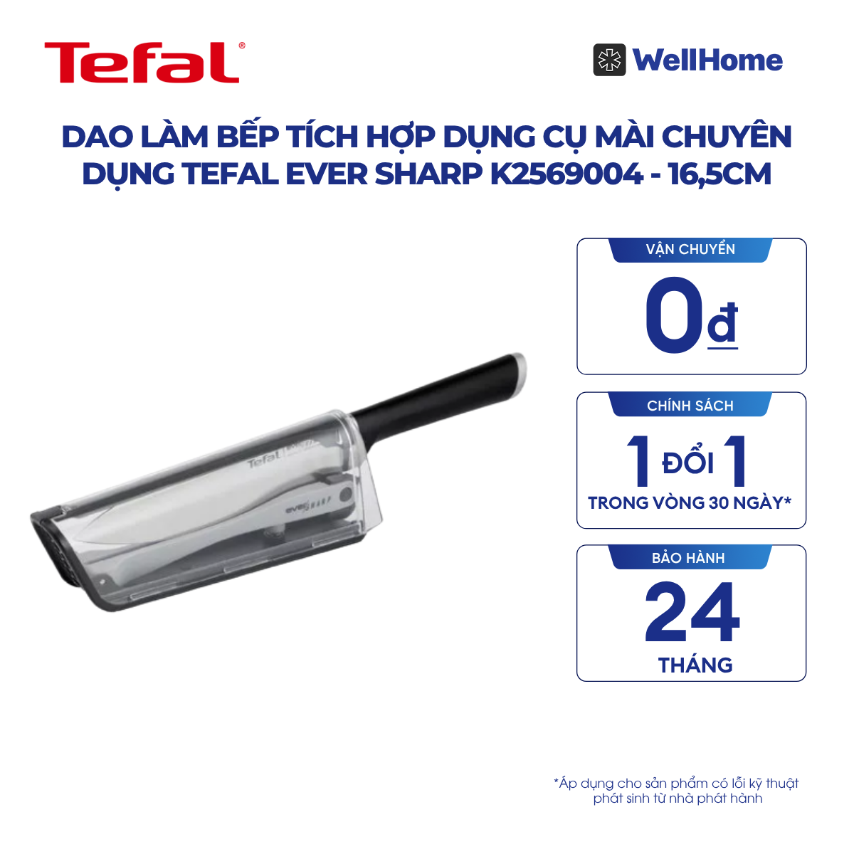  Dao làm bếp tích hợp dụng cụ mài chuyên dụng Tefal Ever Sharp K2569004 - 16,5cm 