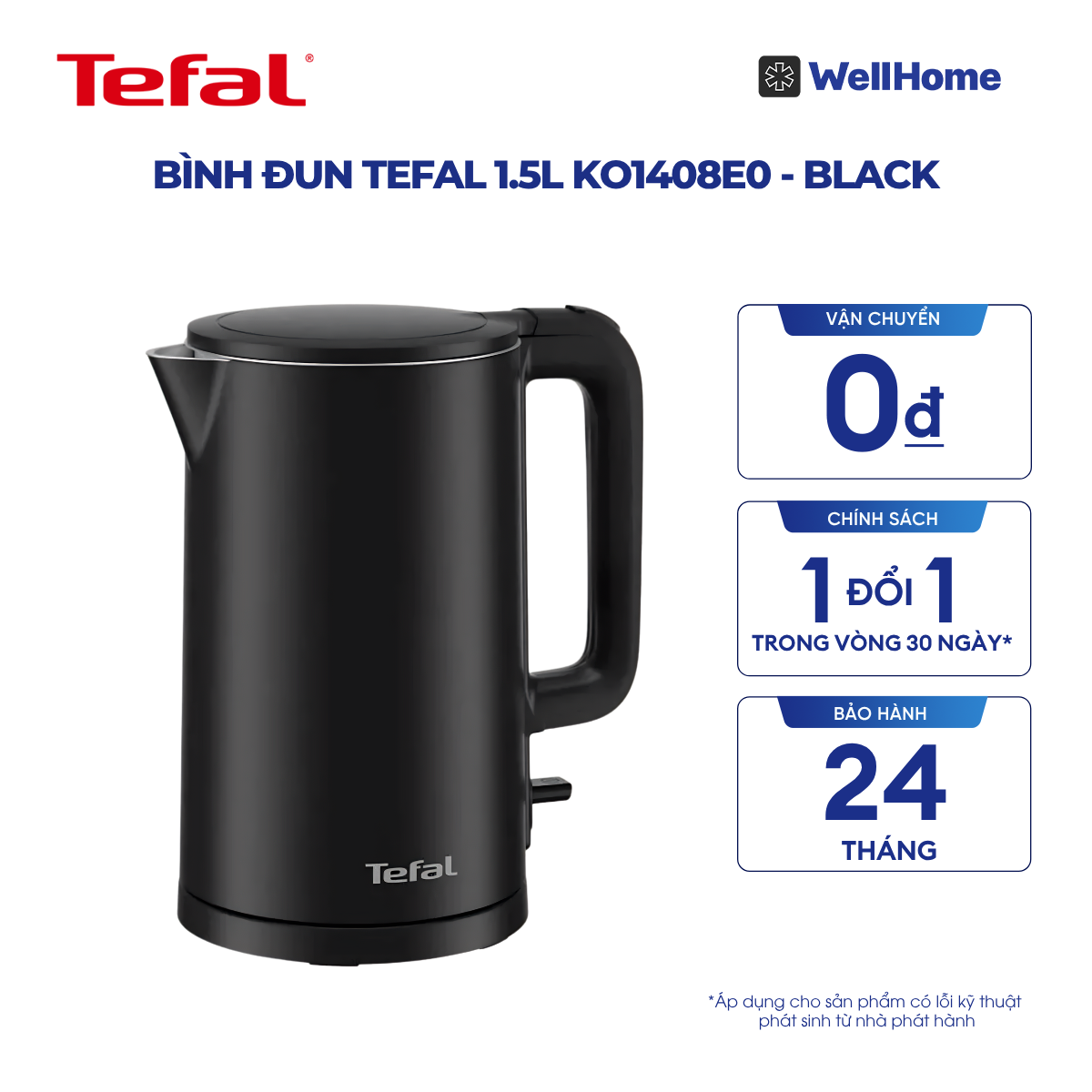  Bình đun Tefal 1.5L KO1408E0 - Black 