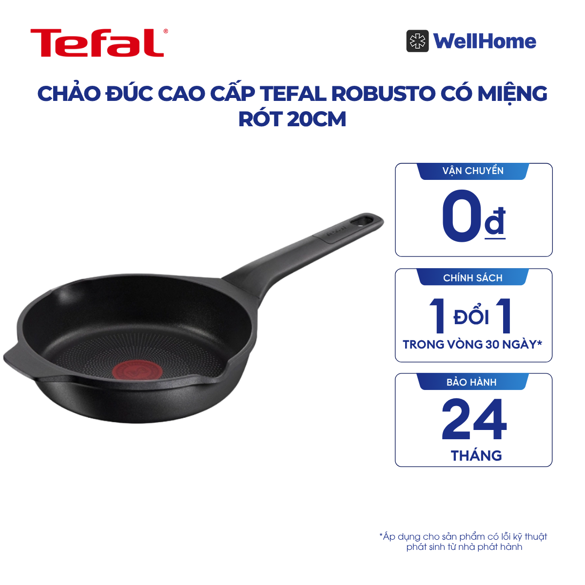  Chảo đúc cao cấp Tefal Robusto có miệng rót 20cm 