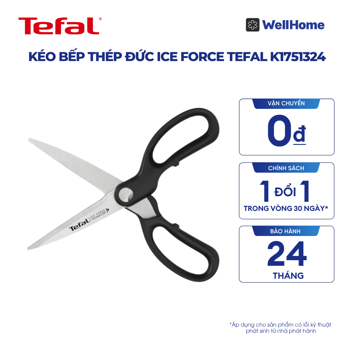  Kéo bếp thép Đức Ice Force Tefal K1751324 