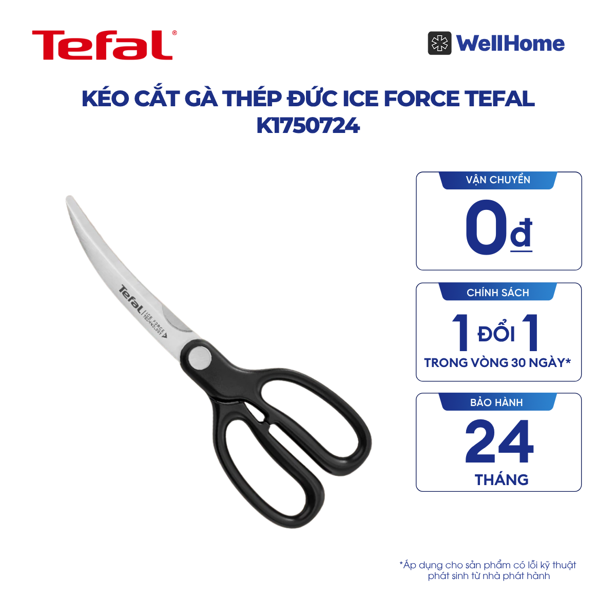  Kéo cắt gà thép Đức Ice Force Tefal K1750724 