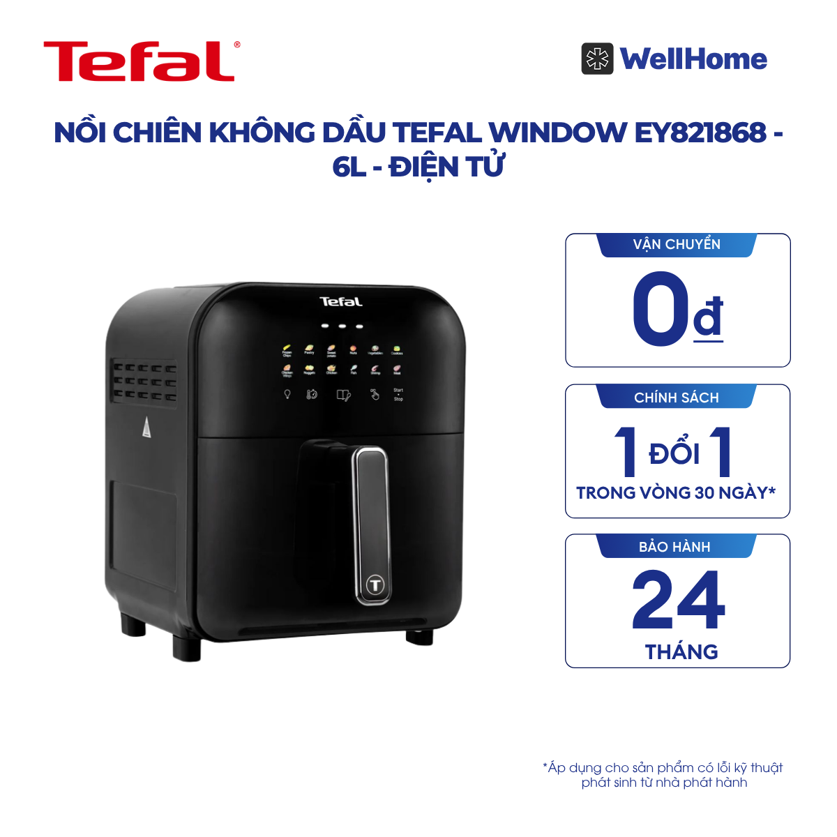  Nồi chiên không dầu Tefal Window EY821868 - 6L - Điện tử 