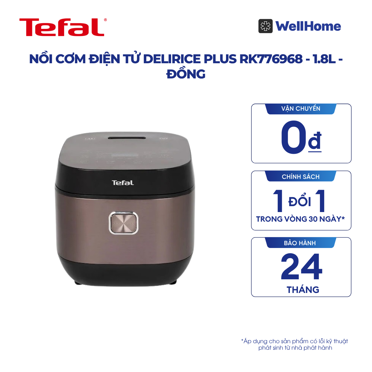  Nồi cơm điện tử Delirice Plus RK776968 - 1.8L - Đồng 